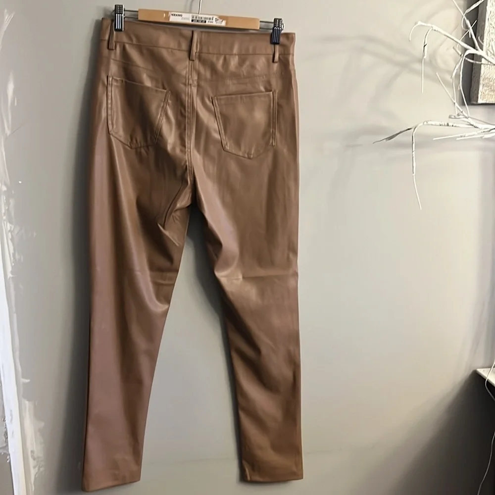 Tan super high waist perfect fit vegan leather pants